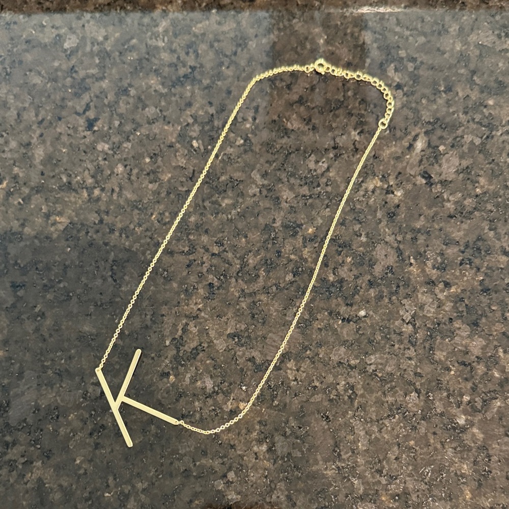 Gold Initial Necklace -K
